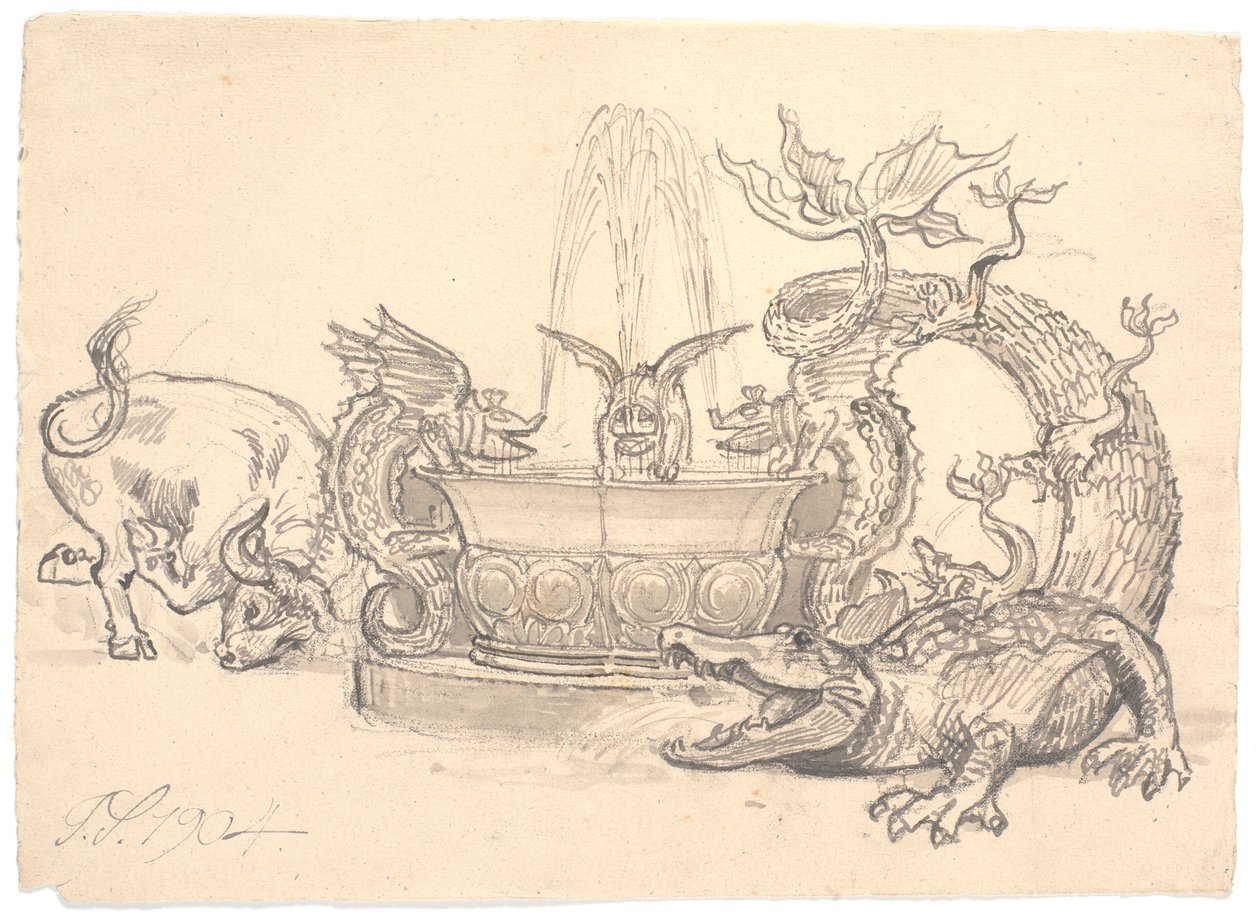 La lucha por la fuente del dragón de Joakim Frederik Skovgaard