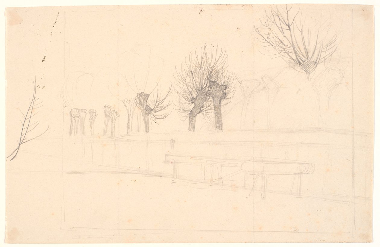 Álamos podados a lo largo de un arroyo de Joakim Frederik Skovgaard