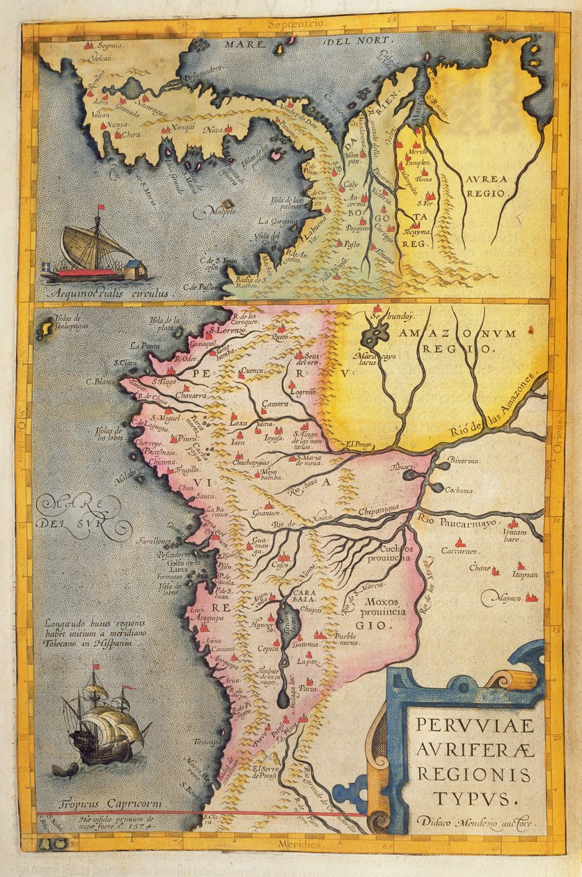 Mapa de las regiones auríferas en Perú, del 