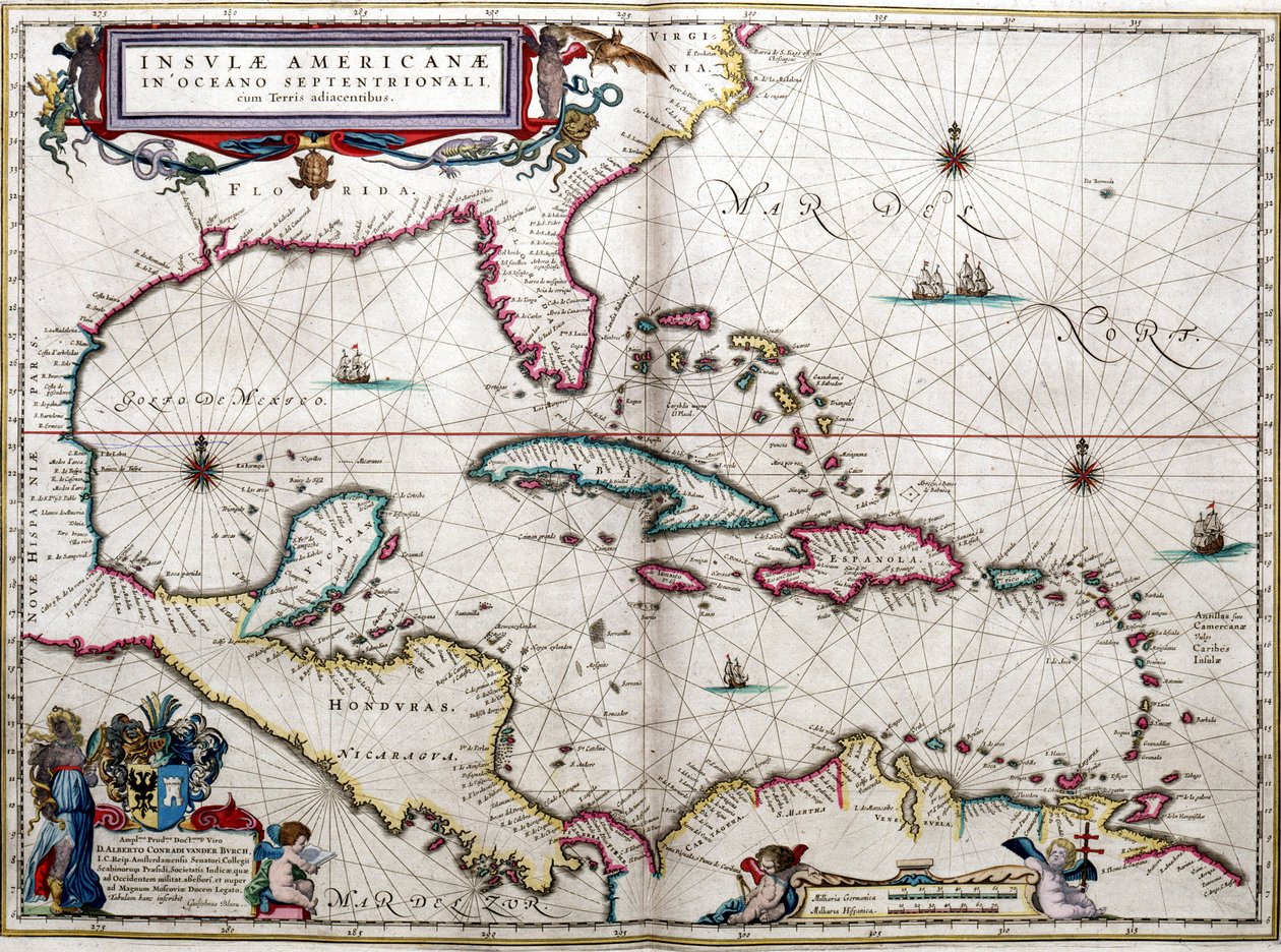Golfo de México y Caribe, del "Atlas de las Américas" de Blaeu de Joan Blaeu