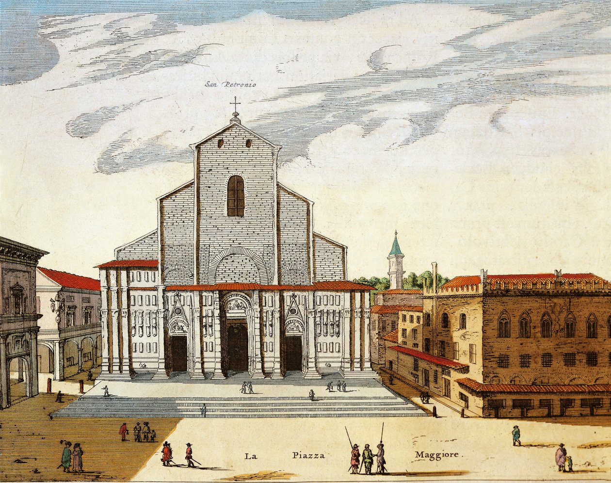 Italia, Bolonia, Catedral de San Petronio en Venecia, impresión de Joan Blaeu
