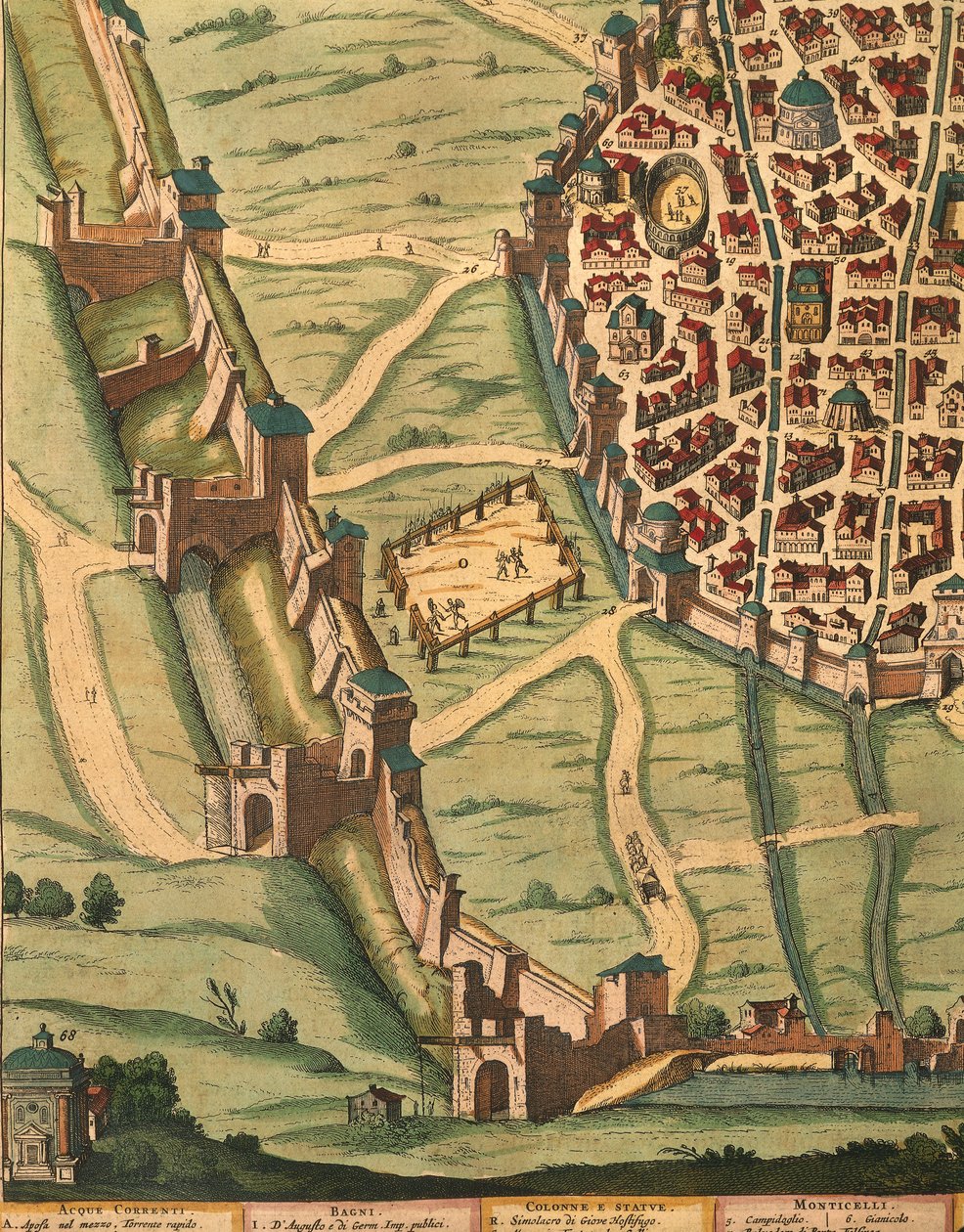 Mapa de Bolonia, de Theatrum civitatum et admirandorum Italiae (detalle) de Joan Blaeu