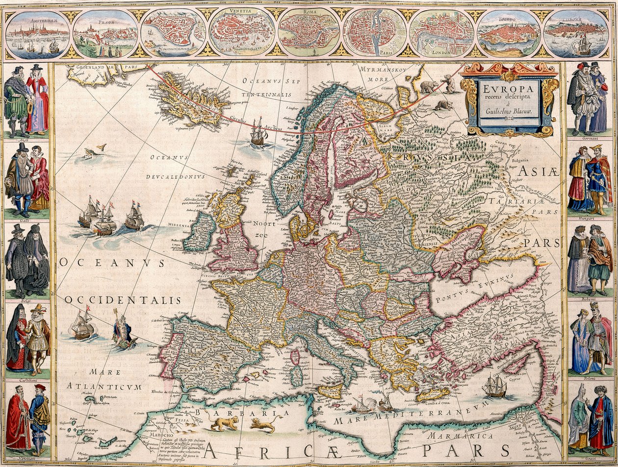 Mapa de Europa del Atlas Blaeu de Joan Blaeu