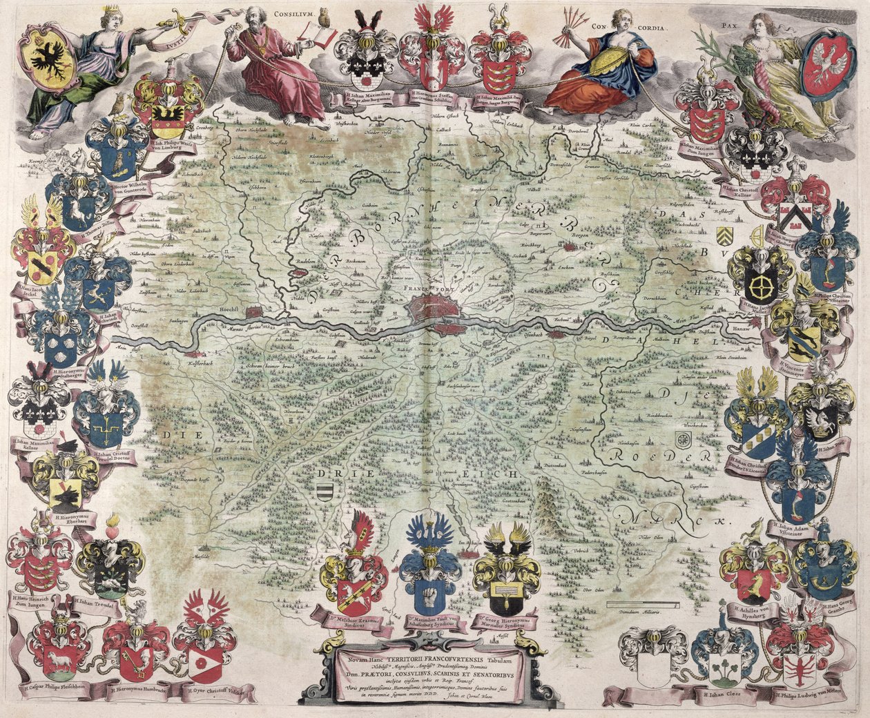 Mapa de Frankfurt y el área circundante, de 