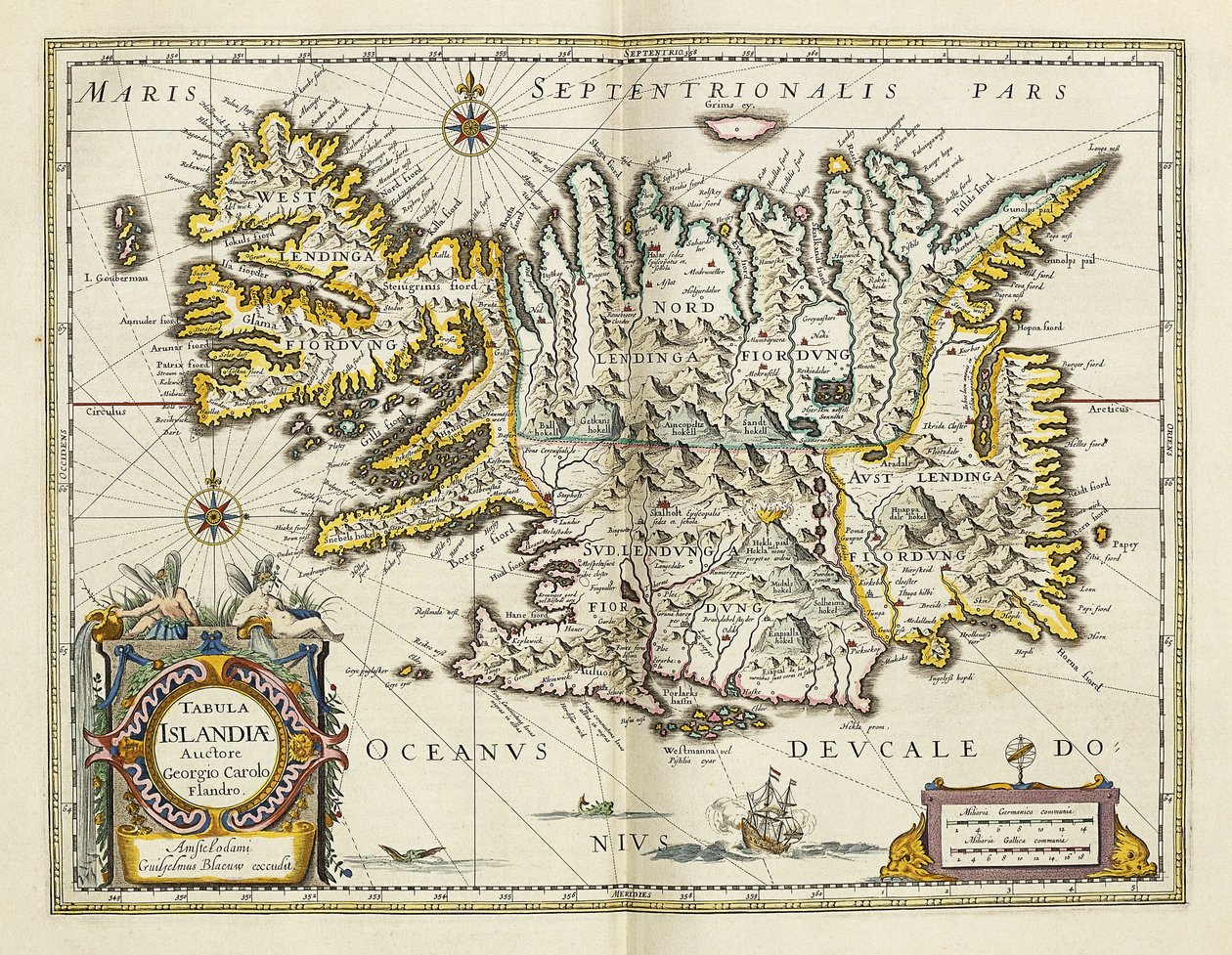 Mapa de Islandia, de "Atlas Maior Sive Cosmographia Blaviana" de Joan Blaeu