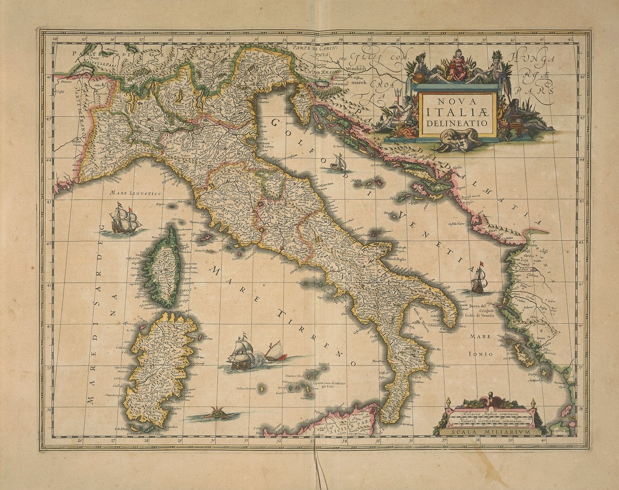 Mapa de Italia de Joan Blaeu