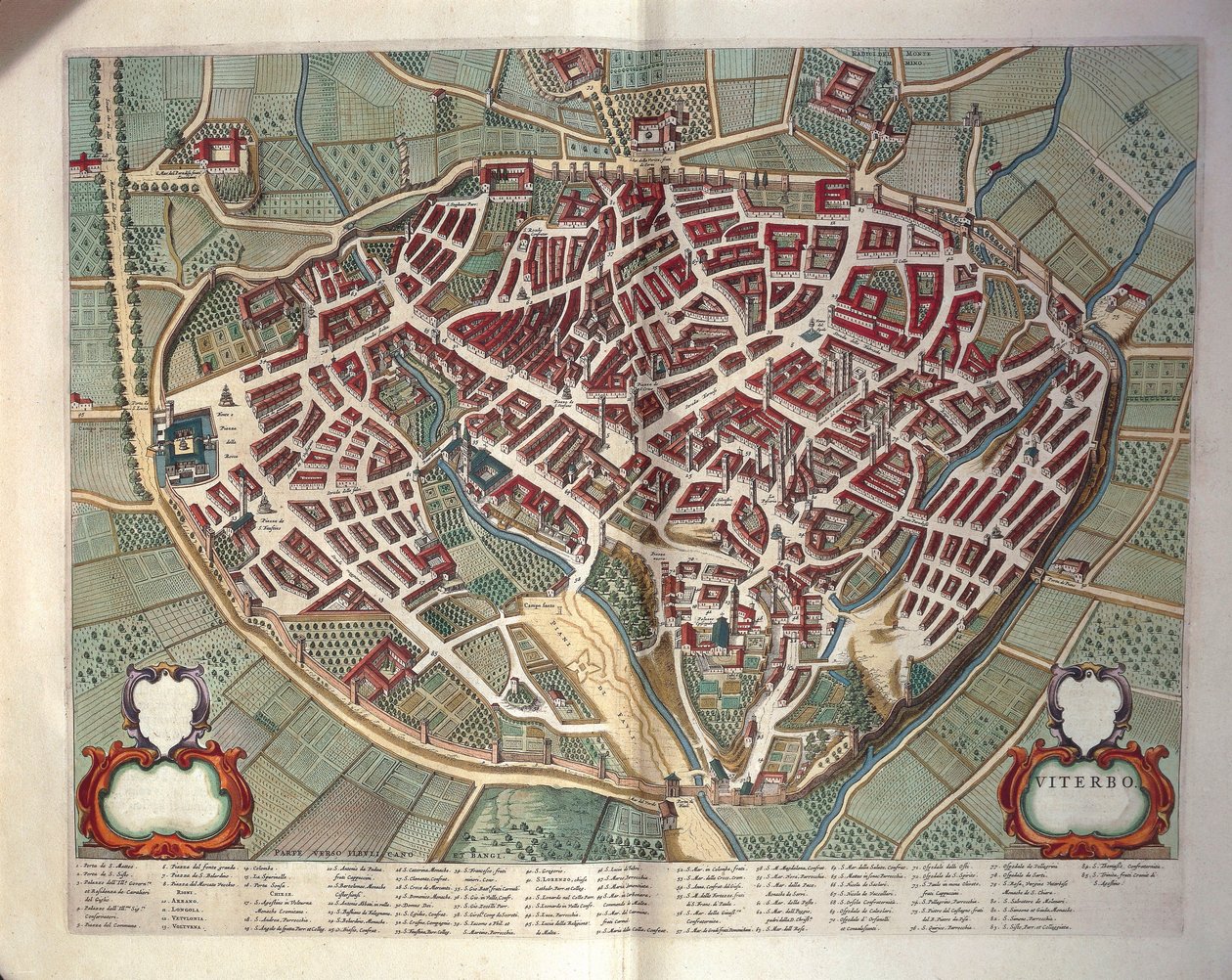 Mapa de Viterbo de Theatrum civitatum et admirandorum Italiae, por Joan Blaeu, grabado de Joan Blaeu