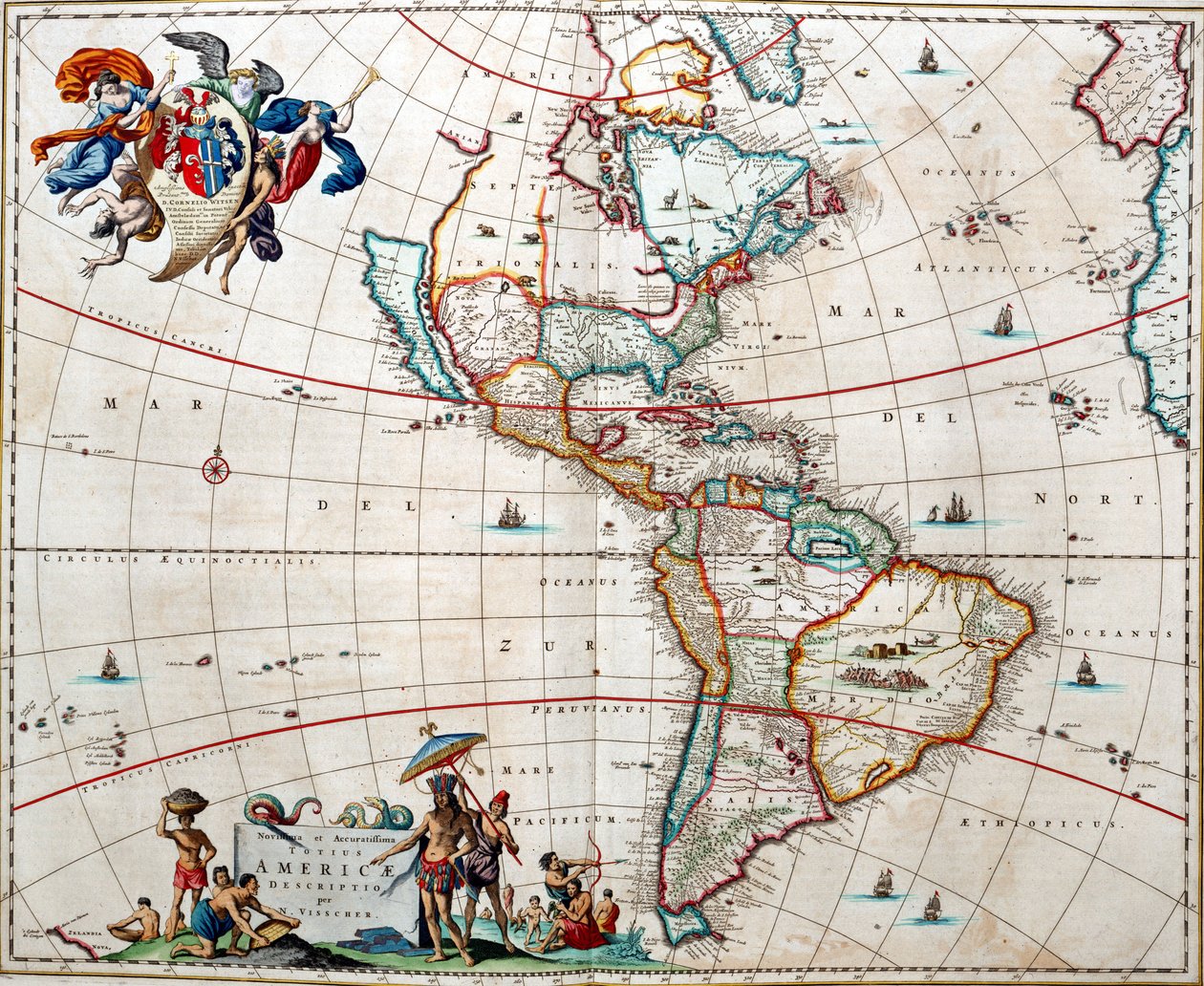 Hoja del "Atlas de las Américas" de Bleau de Joan Blaeu
