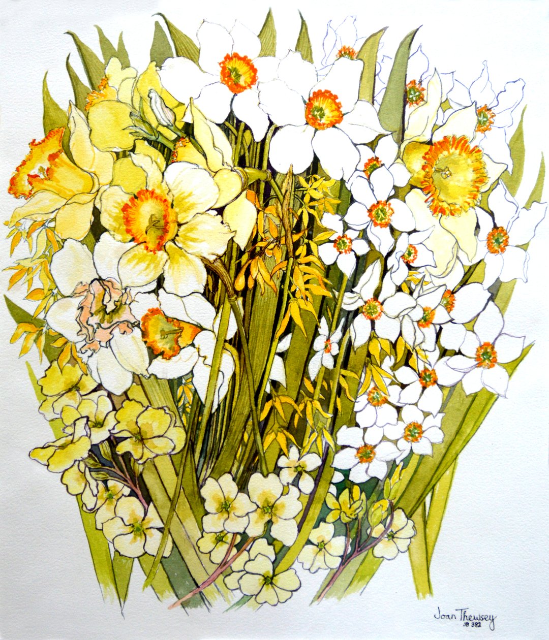 Narcisos, narcisos, forsitias y prímulas, 2000 de Joan Thewsey