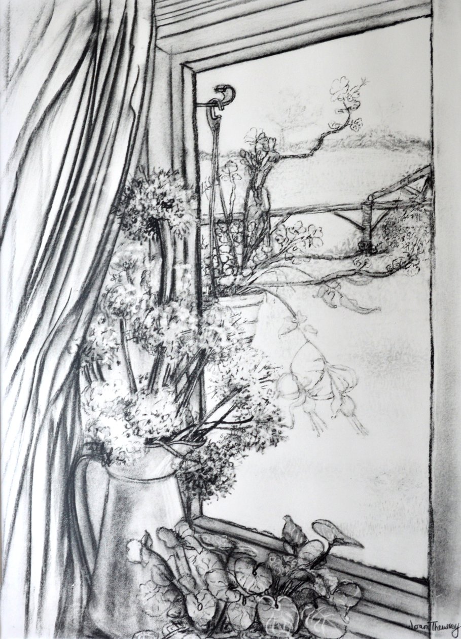 Vista a través de la ventana de la cabaña, 1970 de Joan Thewsey