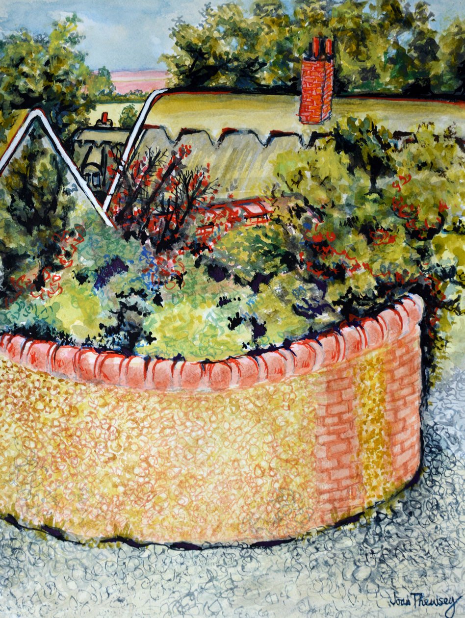 Vista a través de los tejados hacia los campos, 2010 de Joan Thewsey