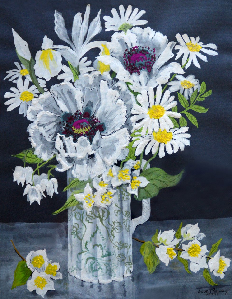 Amapolas blancas, margaritas y filadelfos de Joan Thewsey