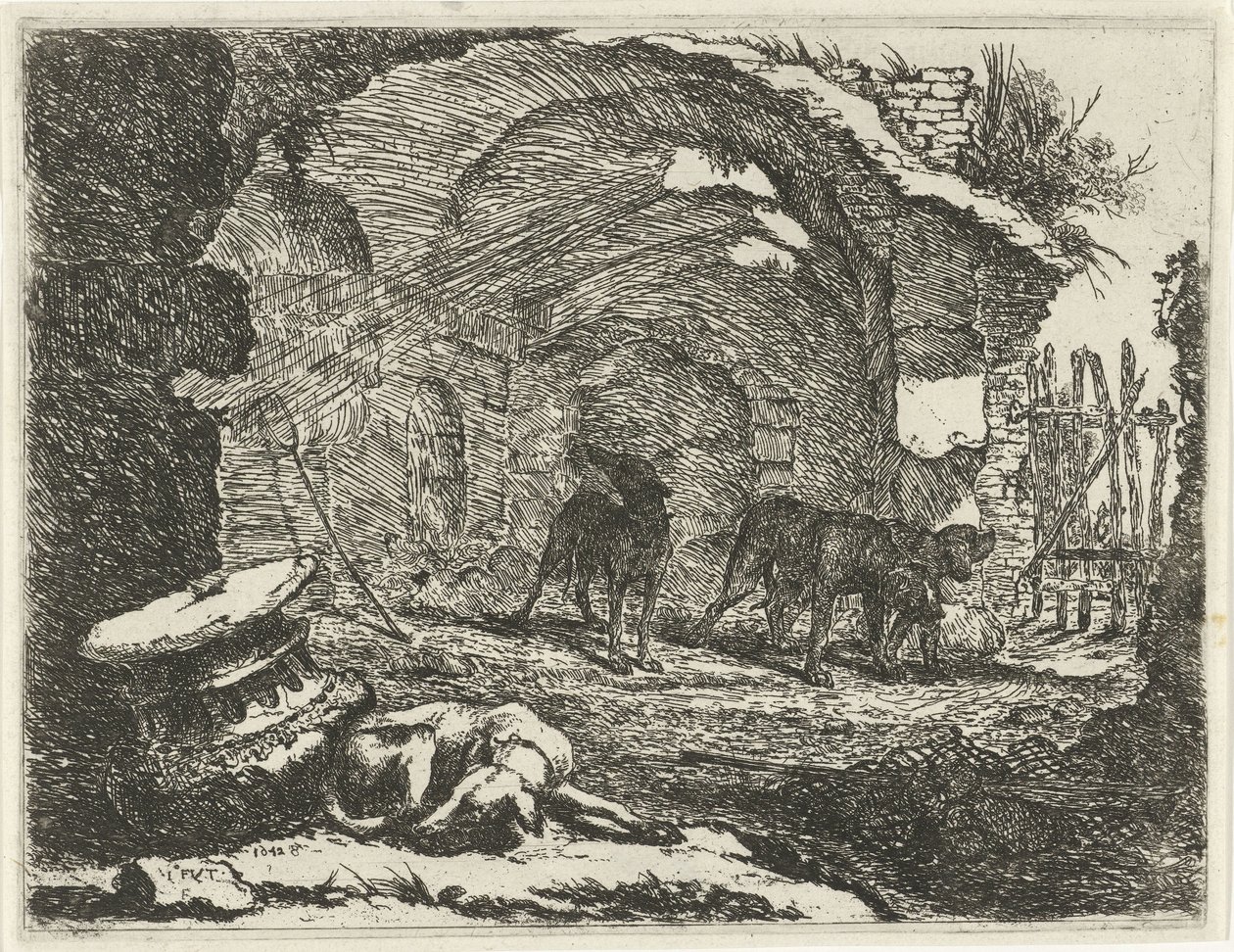 Cuatro perros en una ruina
Perros (título de la serie) de Joannes Fijt