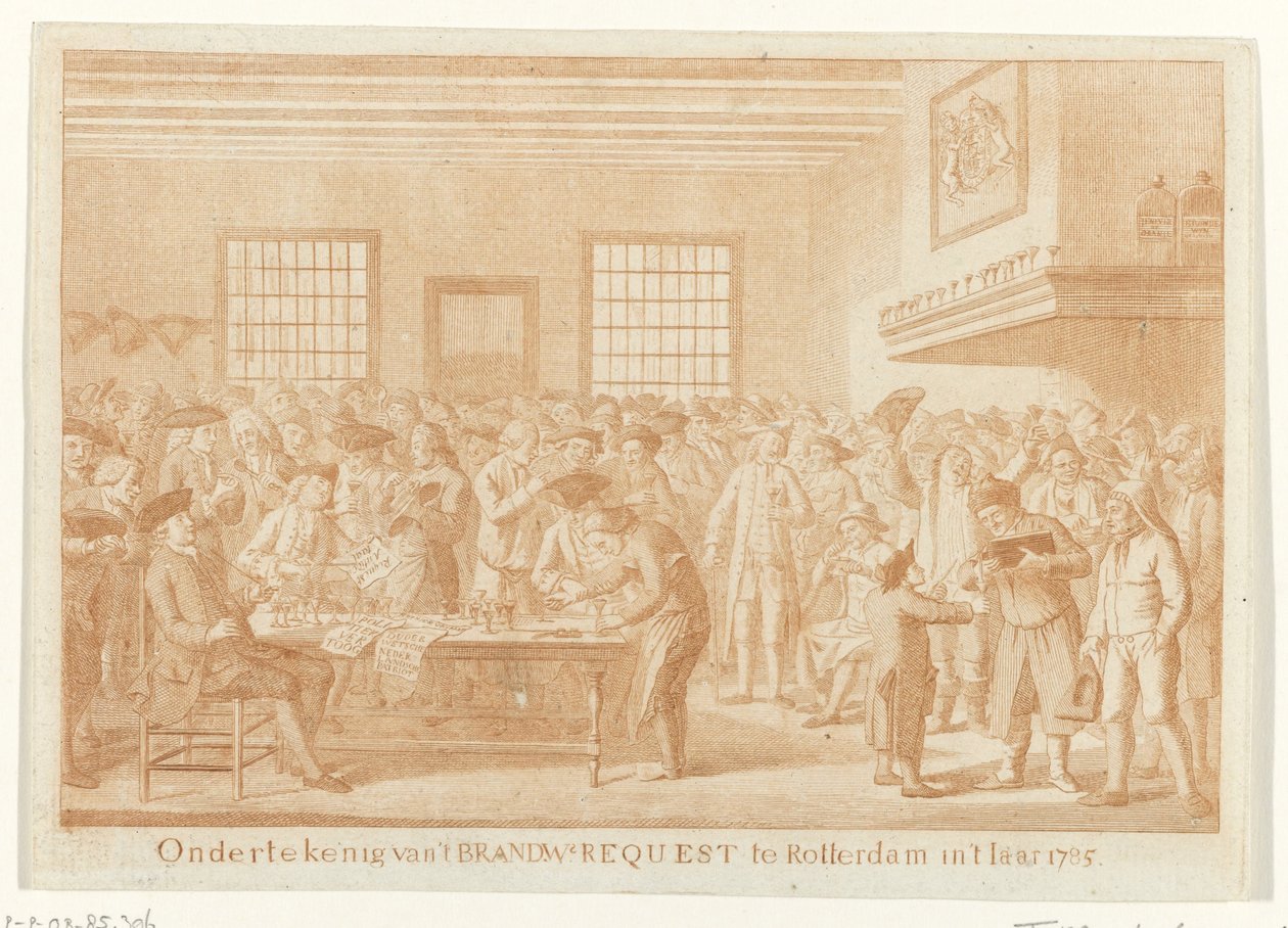 Firma de la Solicitud Brandewijn en Rotterdam, 1785 Firma de la Marca.W. Solicitud en Rotterdam en 