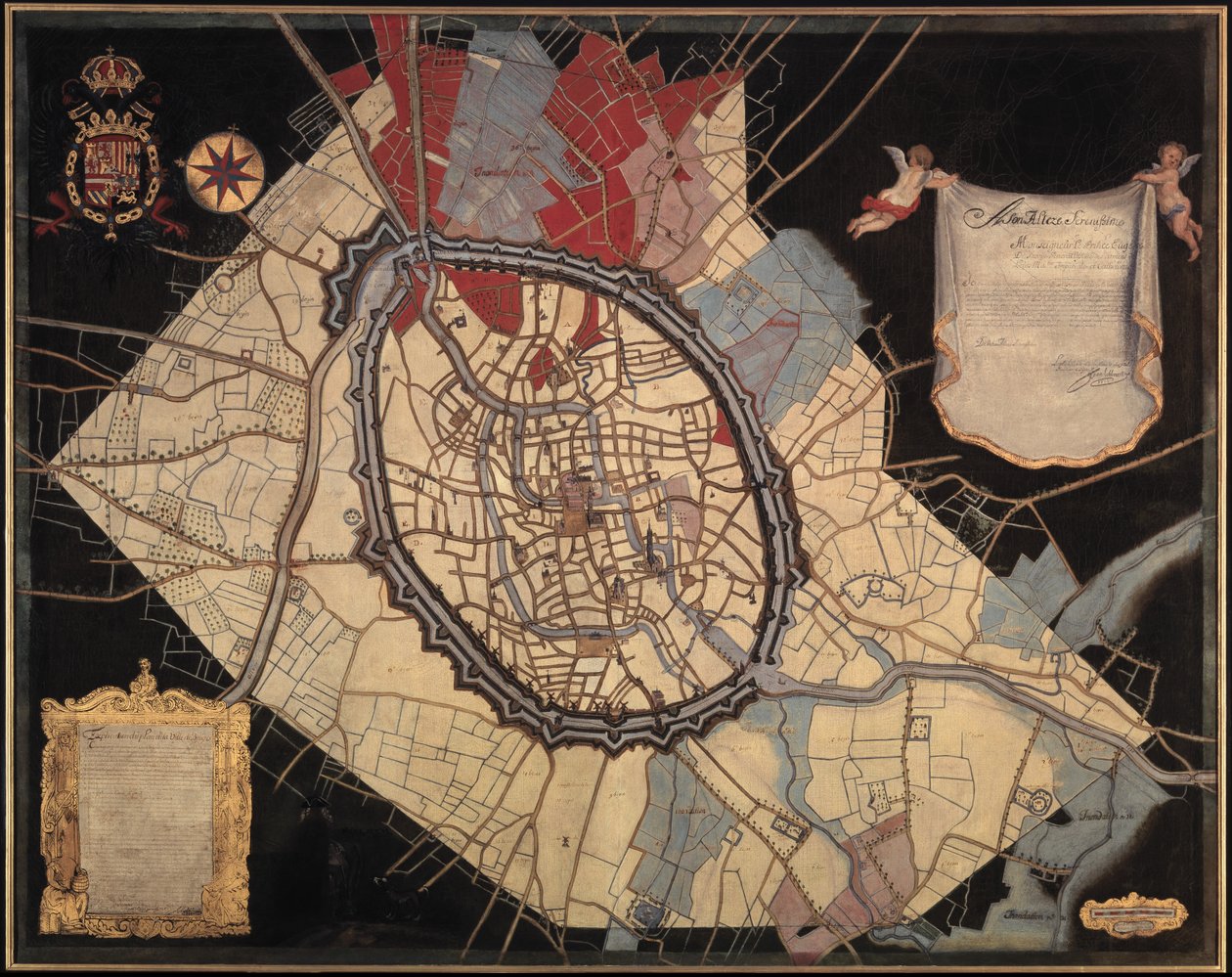 Plano de Brujas y de las tierras feudales (óleo sobre lienzo) de Joannes Lobberecht