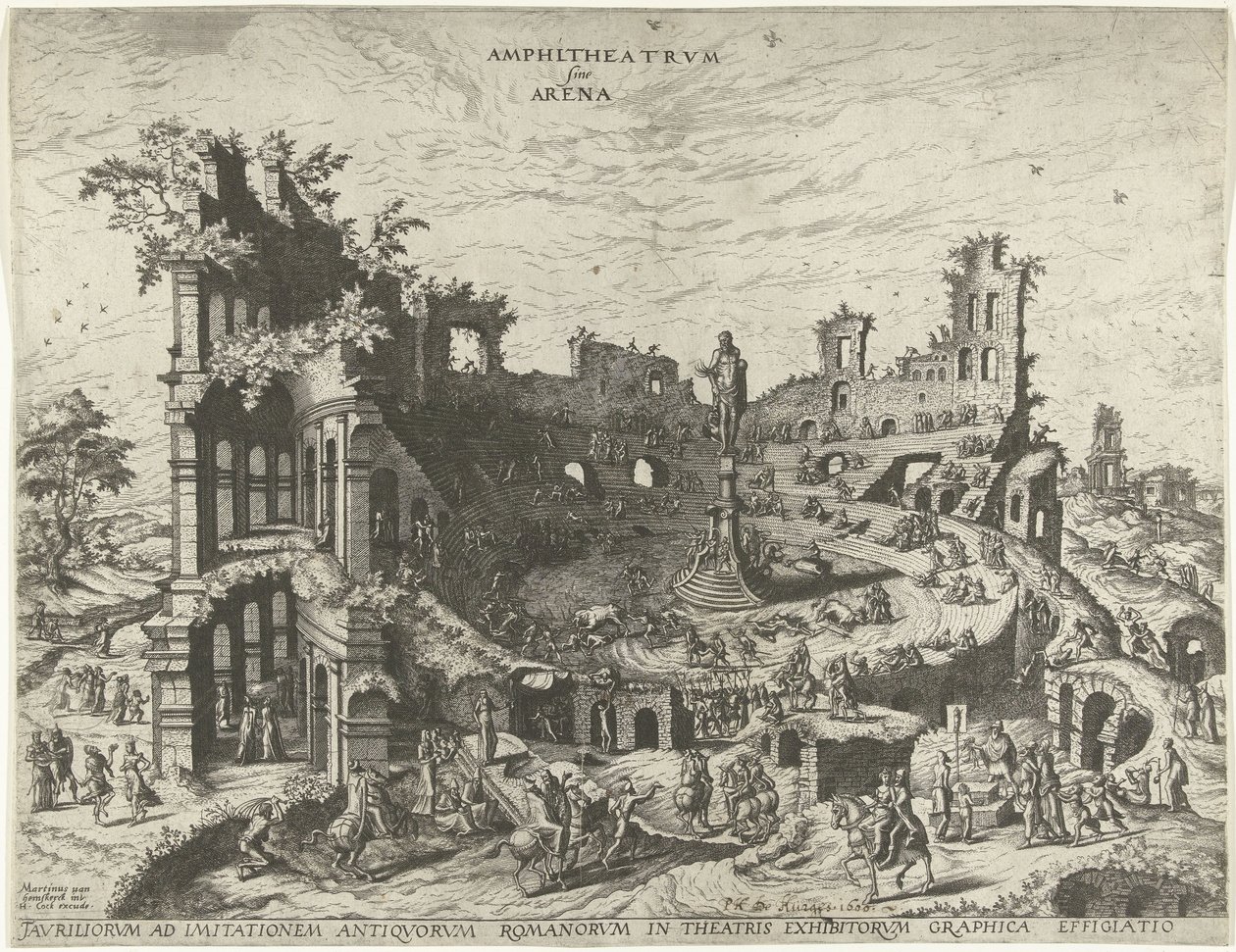 Corrida de toros en las ruinas de un anfiteatro Anfiteatro rvm sine Arena (título sobre objeto) de Joannes van Doetechum (I)