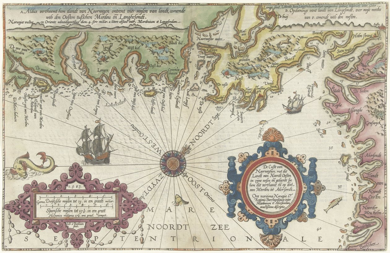 Mapa de la costa de Noruega y Suecia entre Merdøy y Uddevalla de Joannes van Doetecum