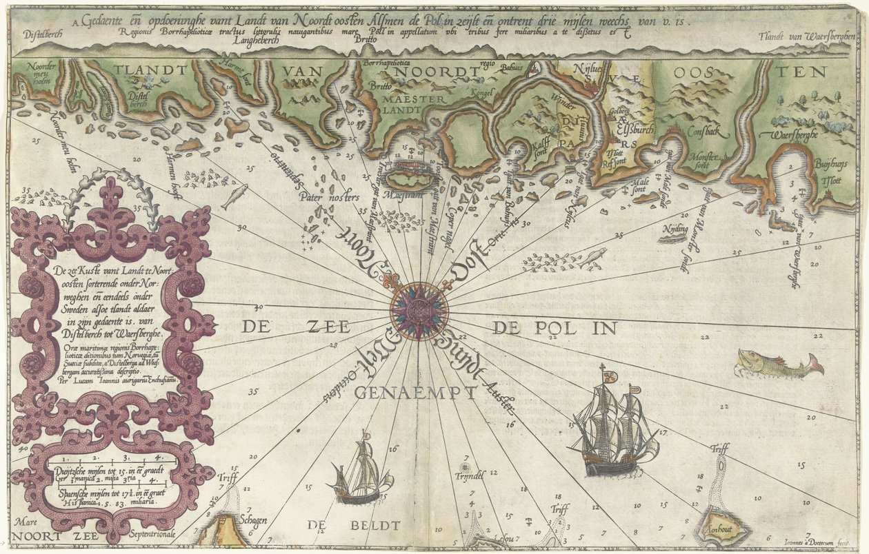 Mapa de parte de la costa de Noruega y Suecia de Joannes van Doetecum
