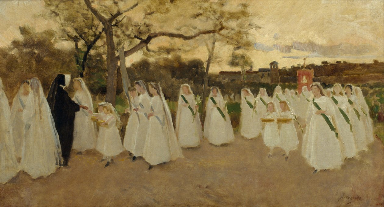 Procesión de colegialas de Joaquim Vayreda
