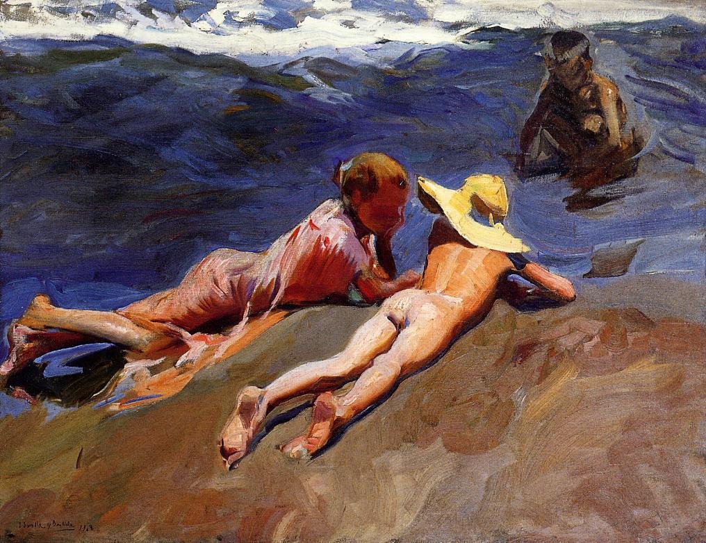 En la arena, playa de Valencia de Joaquín Sorolla