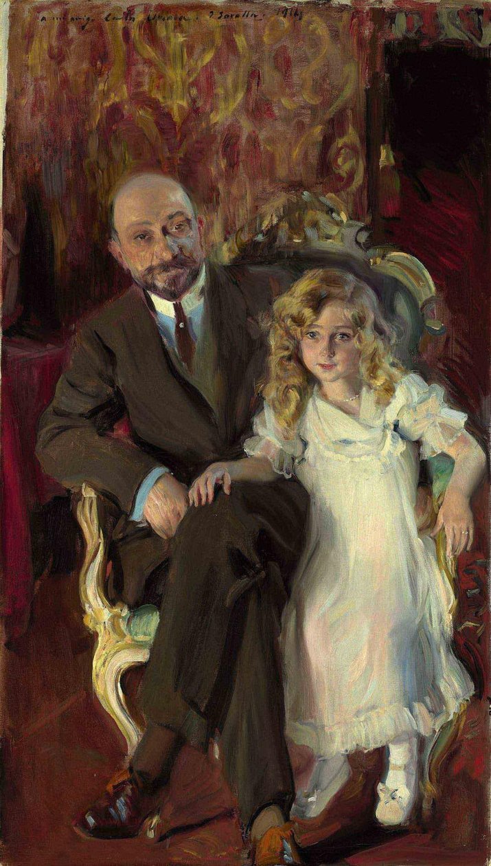 Retrato de Carlos Urcola Ibarra con su hija Eulalia de Joaquín Sorolla