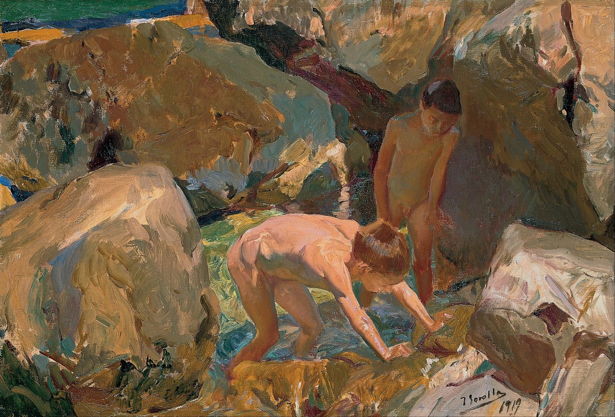 Niños buscando mariscos de Joaquín Sorolla
