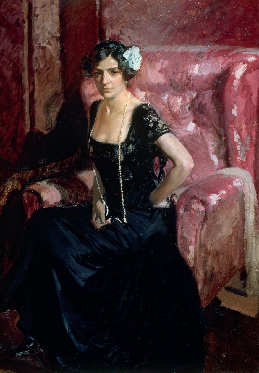 Clotilde en un vestido de noche de Joaquín Sorolla