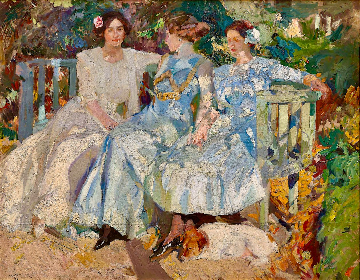 Mi mujer y mis hijas en el jardín (My Wife And Daughters In The Garden) de Joaquin Sorolla y Bastida