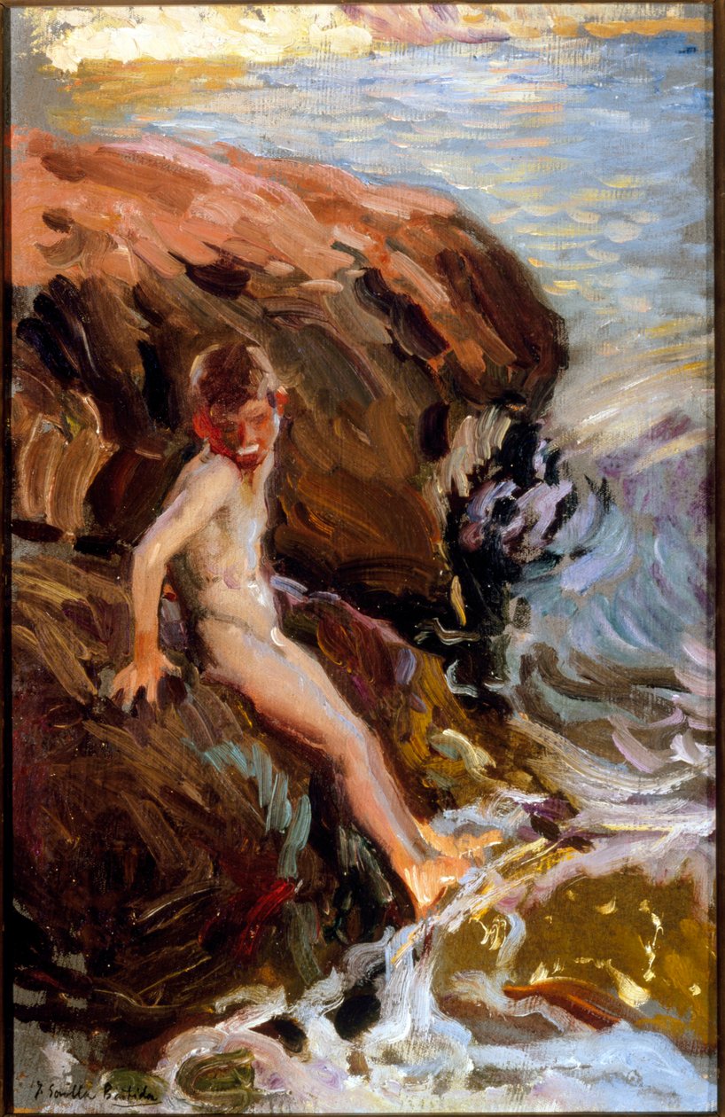 Nino En Las Rocas Jarea . Peinture de Joaquin Sorolla y Bastida,(1863-1923) Huile sur toile; Collection privee. de Joaquin Sorolla y Bastida