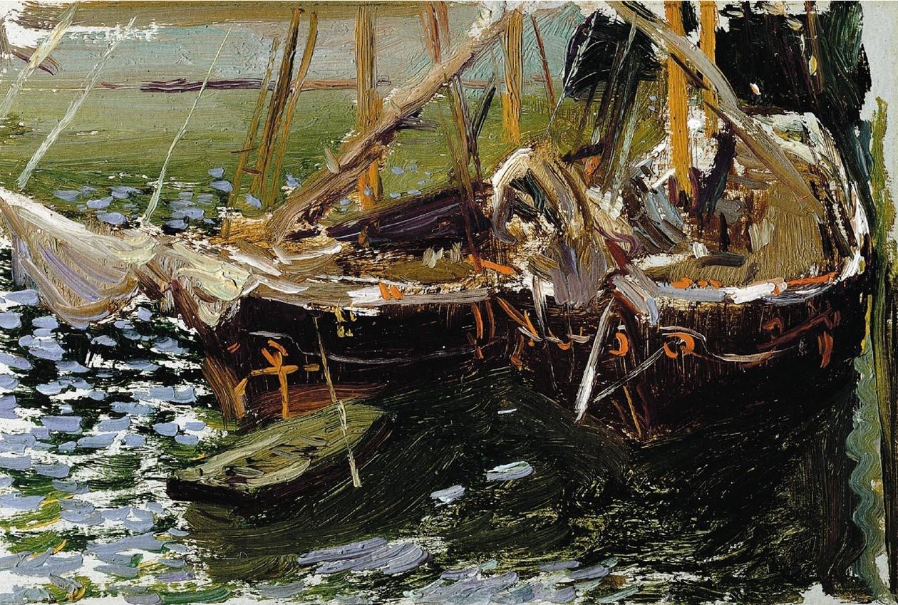 Barcas en el puerto de Joaquín Sorolla