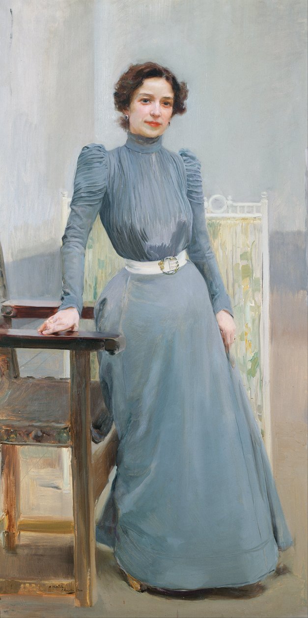 Clotilde con un vestido gris de Joaquín Sorolla