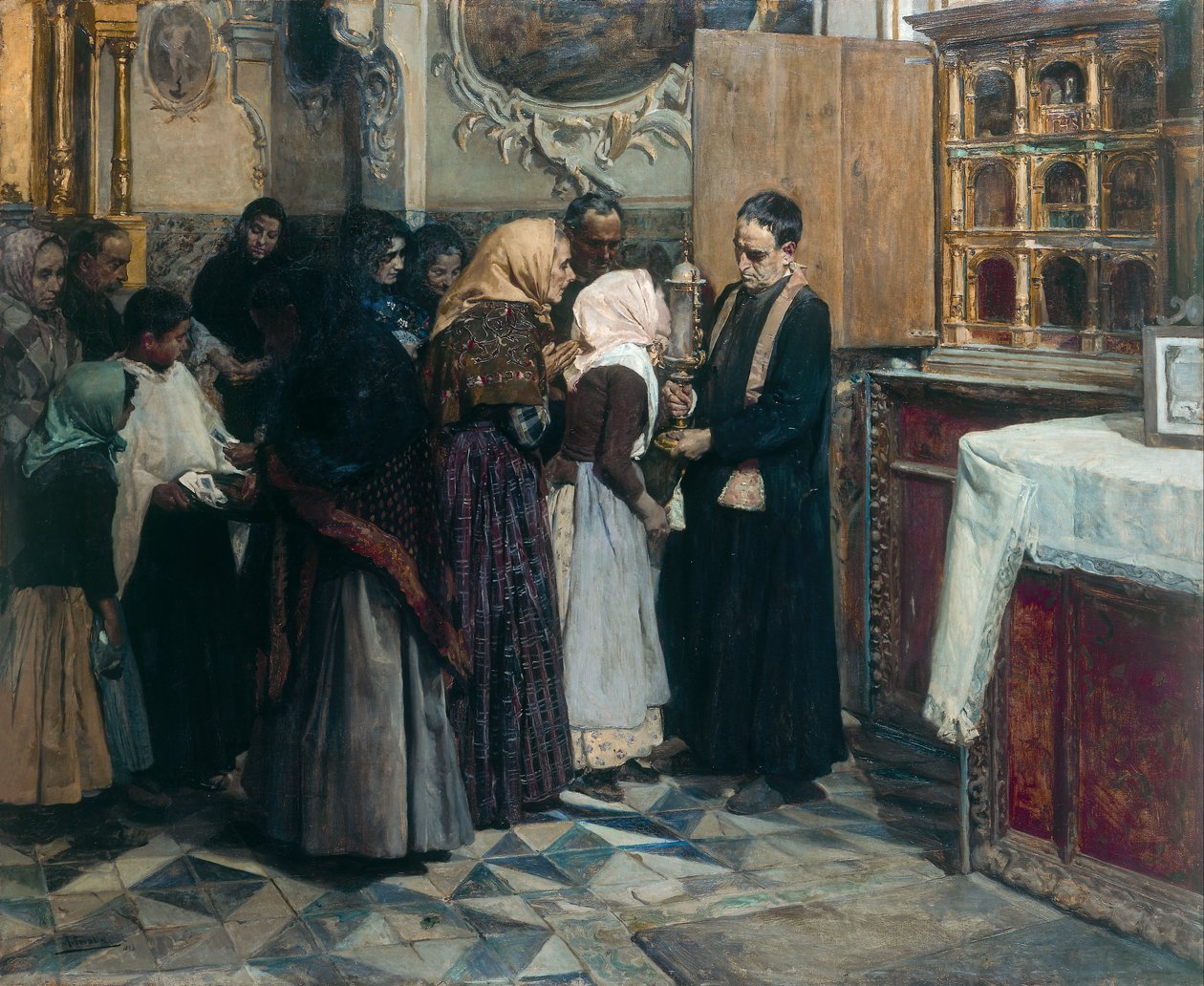 Besando la reliquia de Joaquín Sorolla