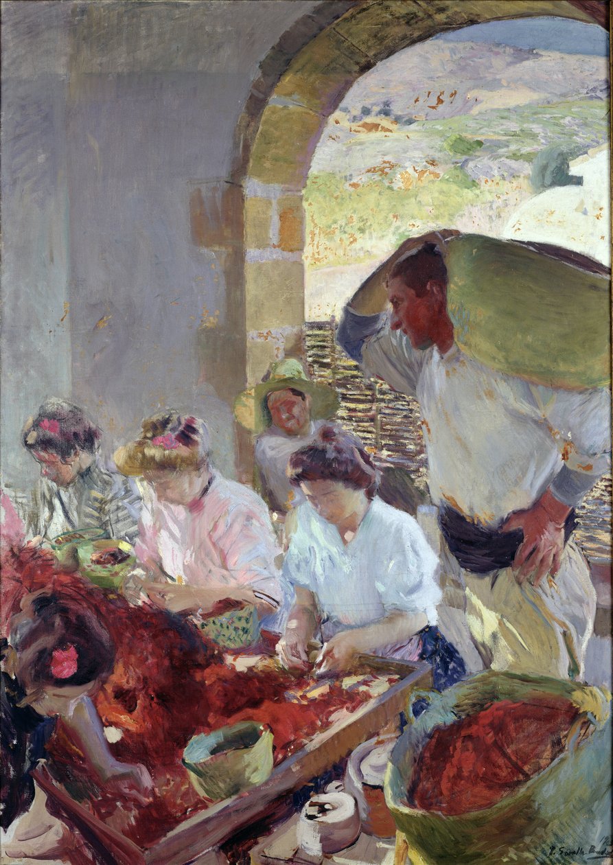 Preparando las uvas secas, 1890 de Joaquín Sorolla