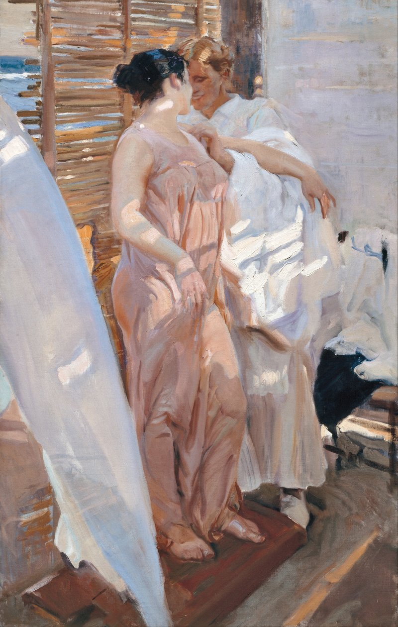 La bata rosa. Después del baño de Joaquín Sorolla