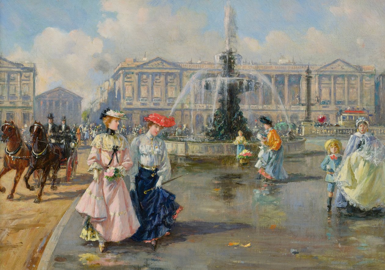 Place de la Concorde, c.1872 (óleo sobre lienzo) de Joaquín Pallarés Allustante