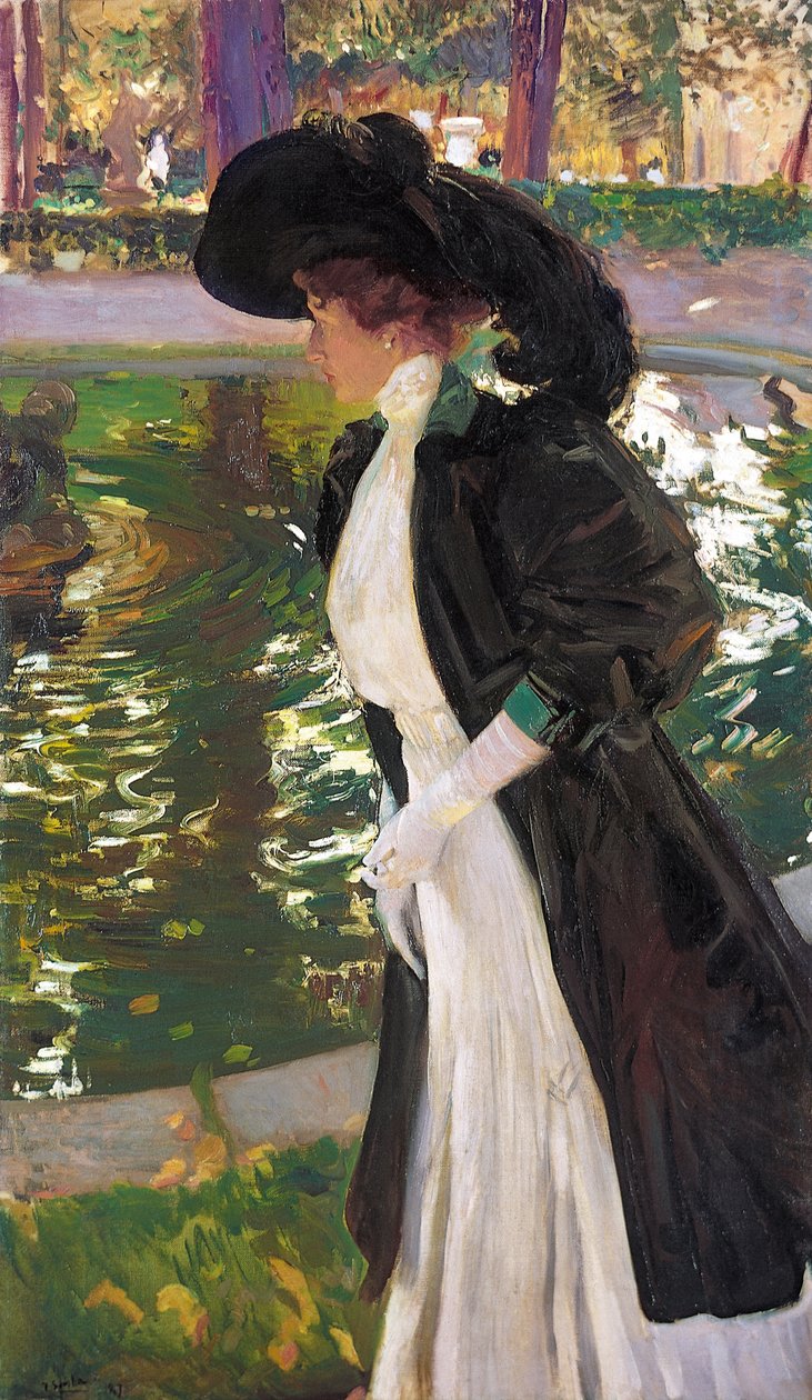 Clotilde Paseando en los Jardines de La Granja de Joaquín Sorolla