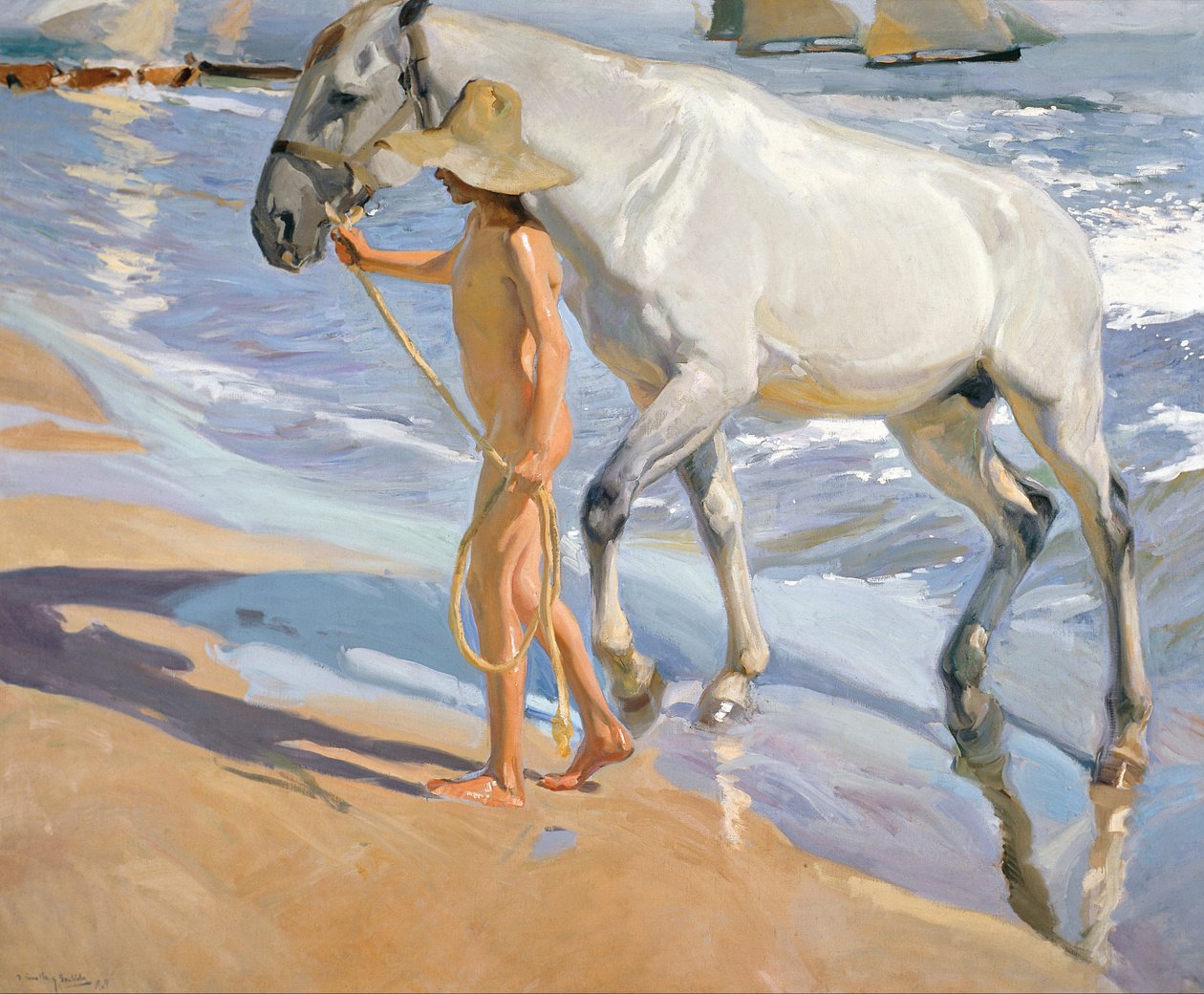 Lavando el caballo, 1909 de Joaquín Sorolla