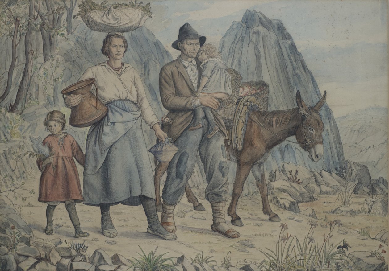 Una Familia de Anticoli Corrardo, yendo al Mercado de Job Nixon