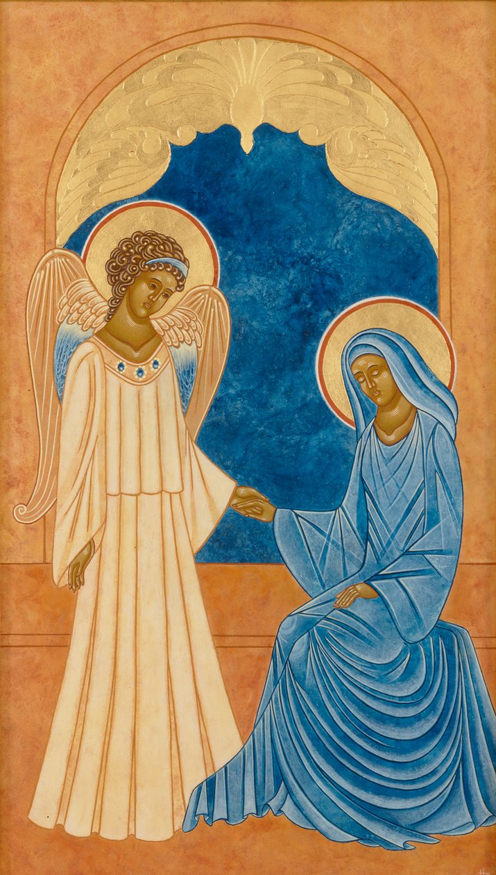 Anunciación, 2005 (temple al huevo y oro de 24 quilates sobre madera) de Jodi Simmons