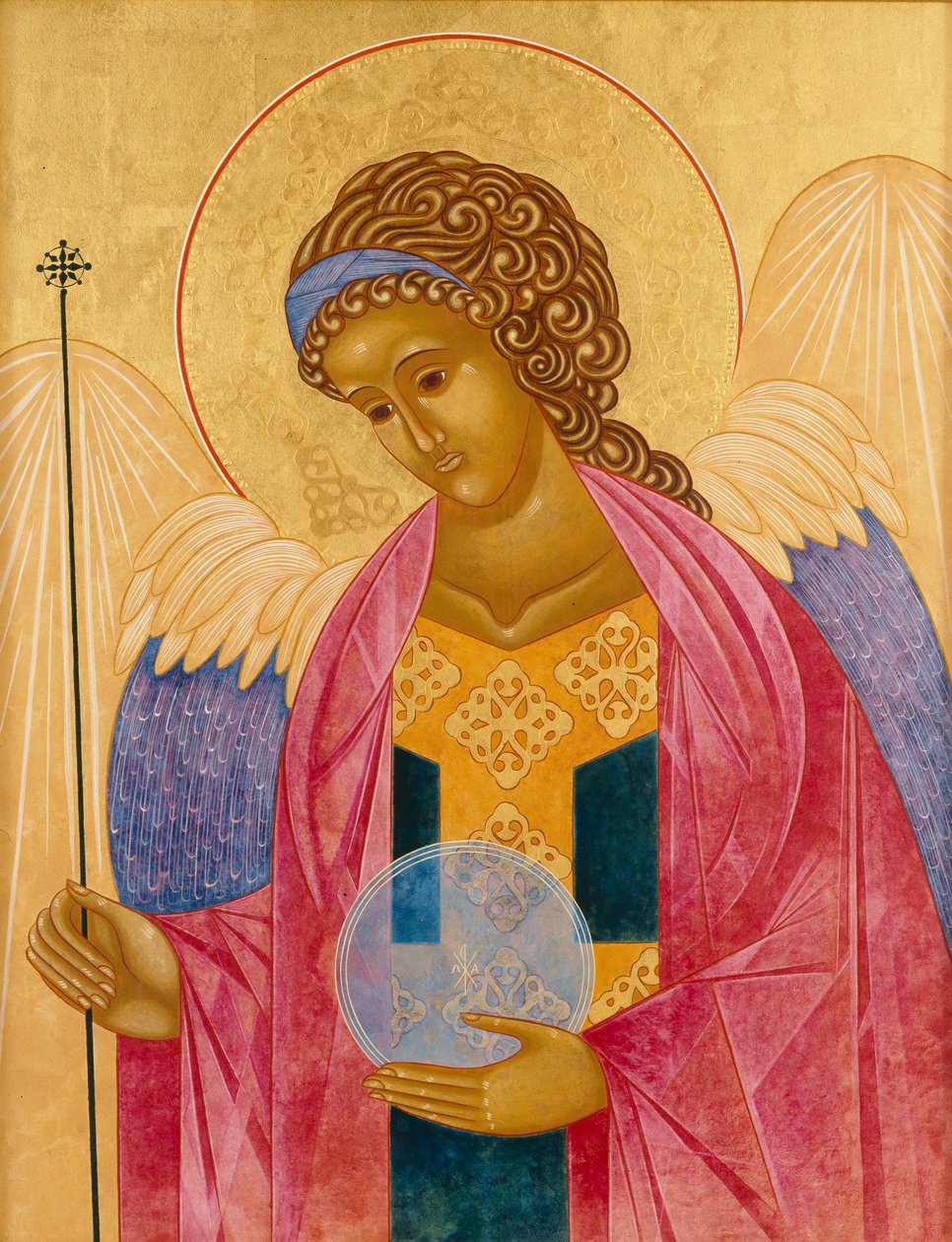 Arcángel Miguel, 2003 (temple al huevo y oro de 24 quilates sobre madera) de Jodi Simmons