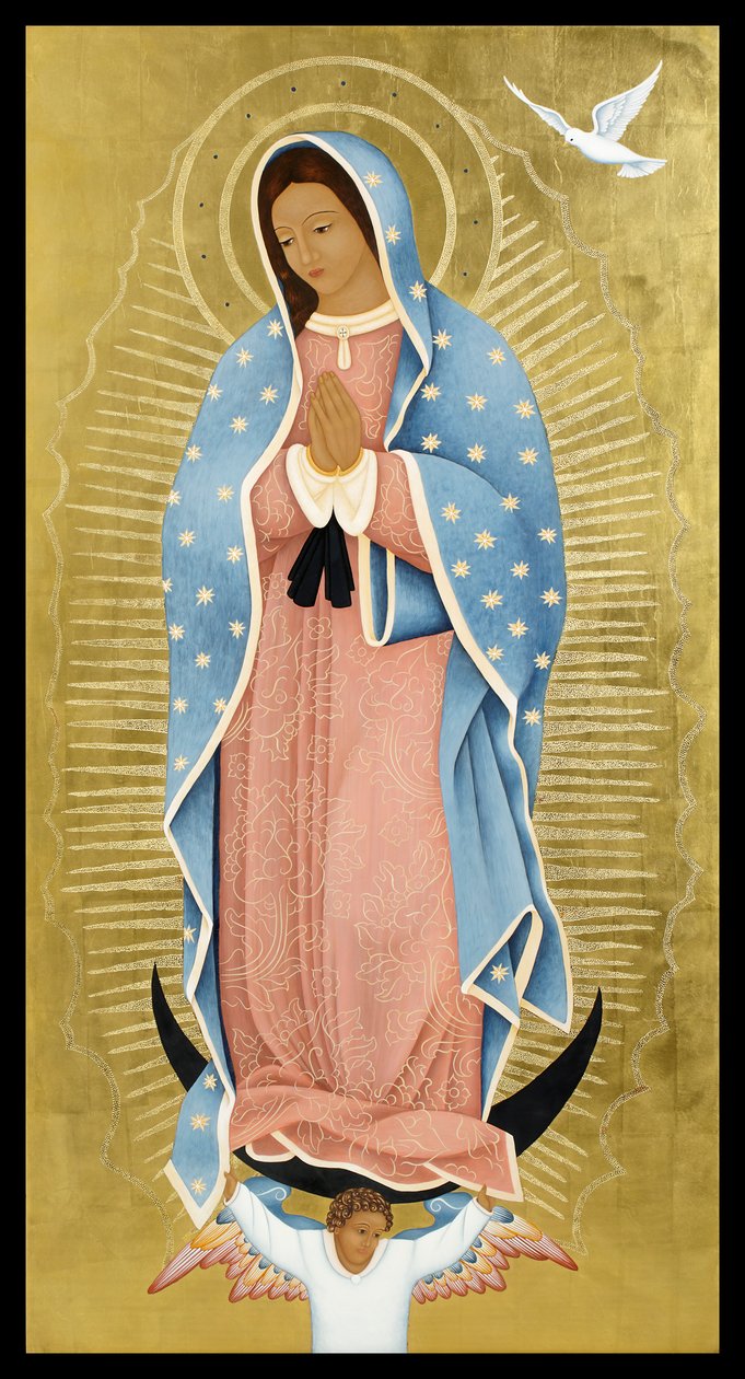 La Paloma Blanca, 2013 (temple al huevo y oro de 24 quilates sobre madera) de Jodi Simmons