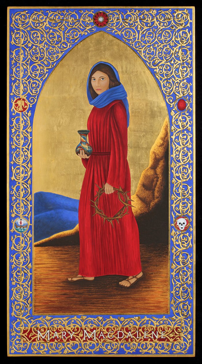 María Magdalena, 2016 (temple al huevo y oro de 24 quilates sobre madera) de Jodi Simmons