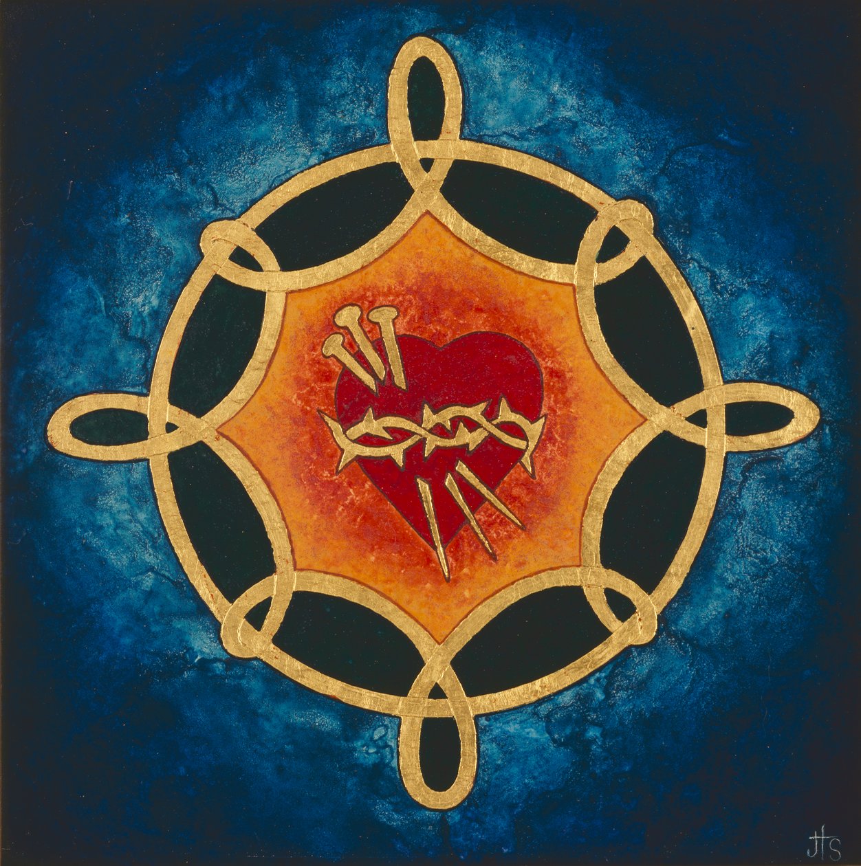 Sagrado Corazón, 2005 (temple al huevo y oro de 24 quilates sobre madera) de Jodi Simmons