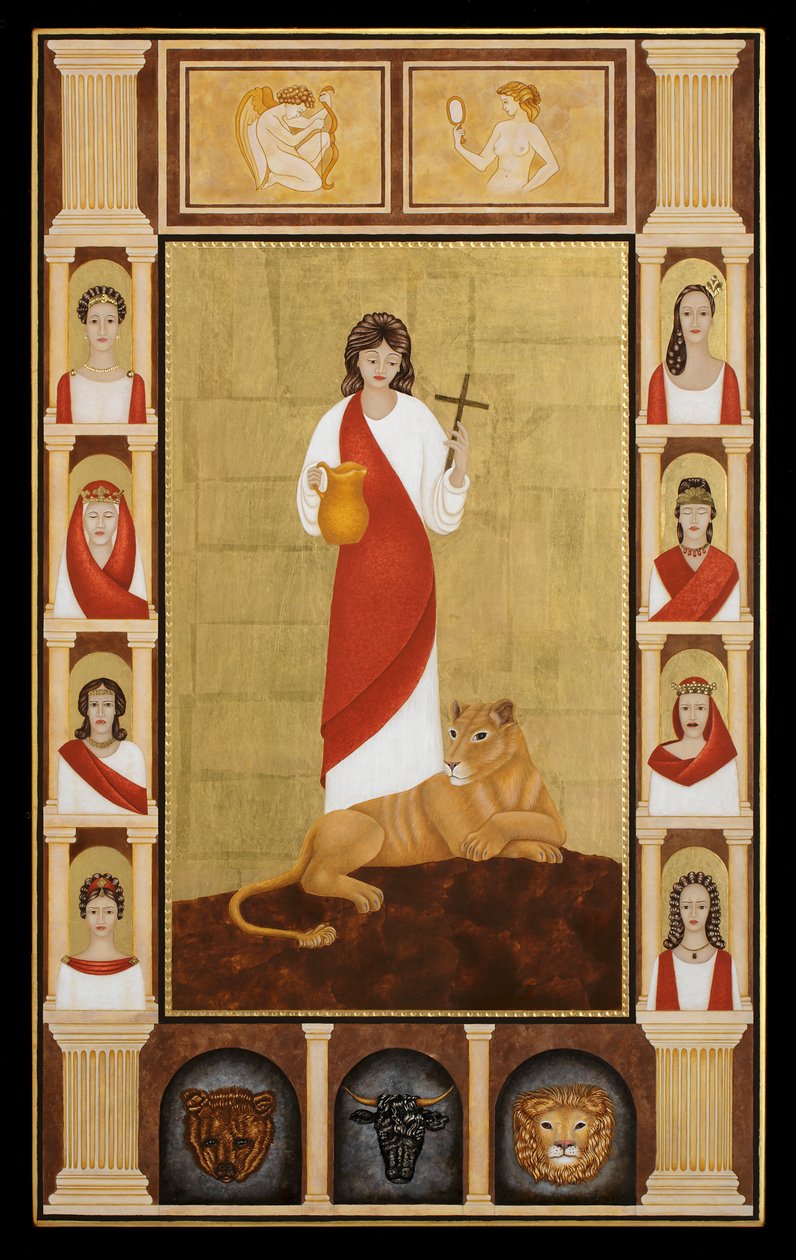 Santa Tecla, 2014 (temple al huevo y oro de 24 quilates sobre madera) de Jodi Simmons