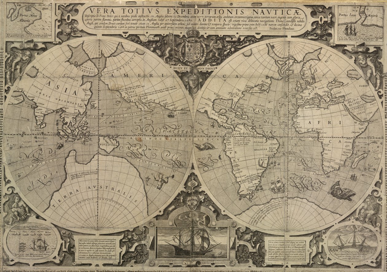 El viaje mundial de Drake de 1577-80, un relato fiel de toda la expedición náutica de Jodocus Hondius