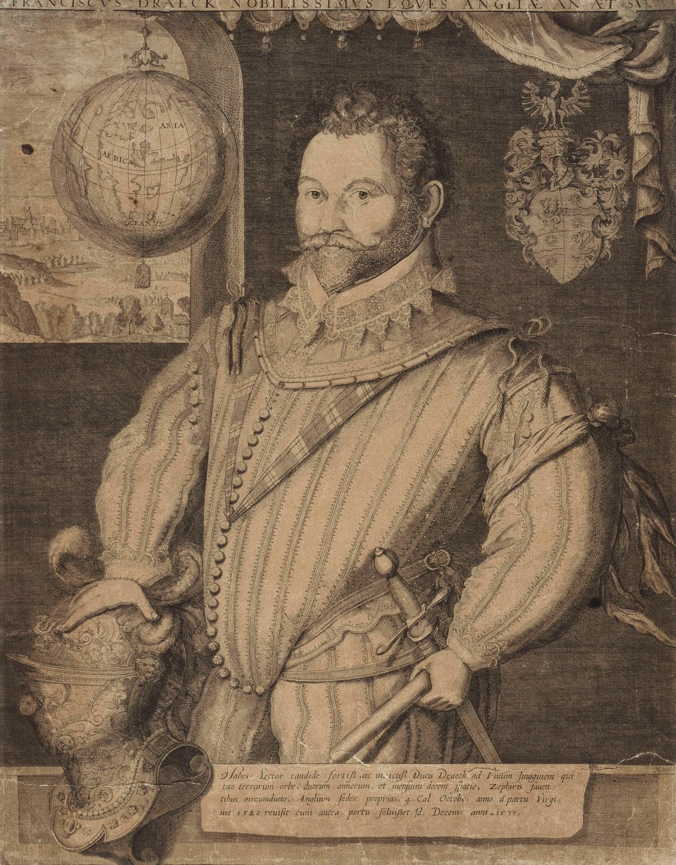 Retrato de Sir Francis Drake de Jodocus Hondius