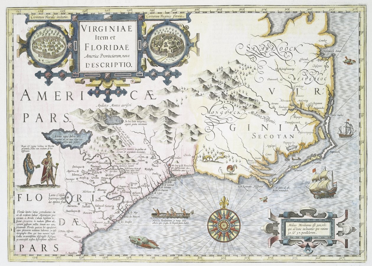 Virginiae item et Floridae Americae provinciarum, nova descriptio de Jodocus Hondius