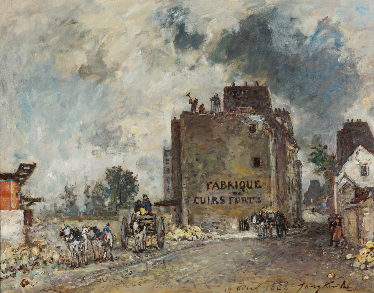 Trabajos de demolición en Rue des Franc-Bourgeois St. Marcel de Johan Barthold Jongkind