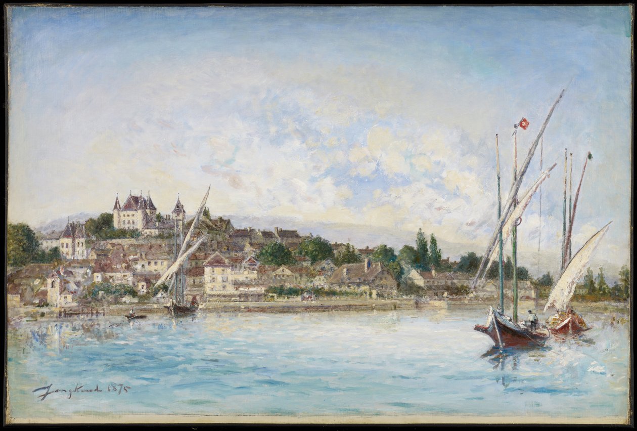 Paisaje desde el Lago Leman hasta Nyon, 1875 de Johan Barthold Jongkind