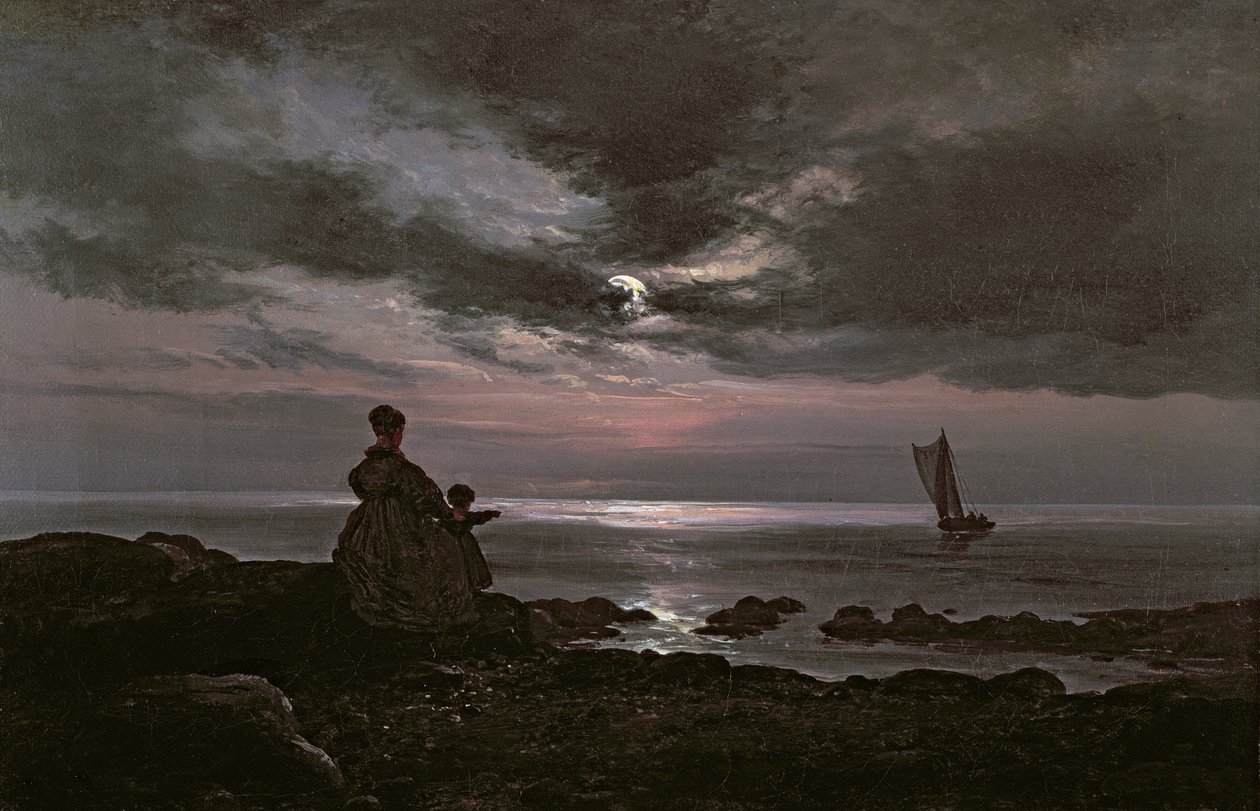 Madre e hijo junto al mar, 1840 de Johan Christian Dahl
